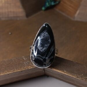 Flourite Root gemstone ring,  size 10.25, Silver Plated